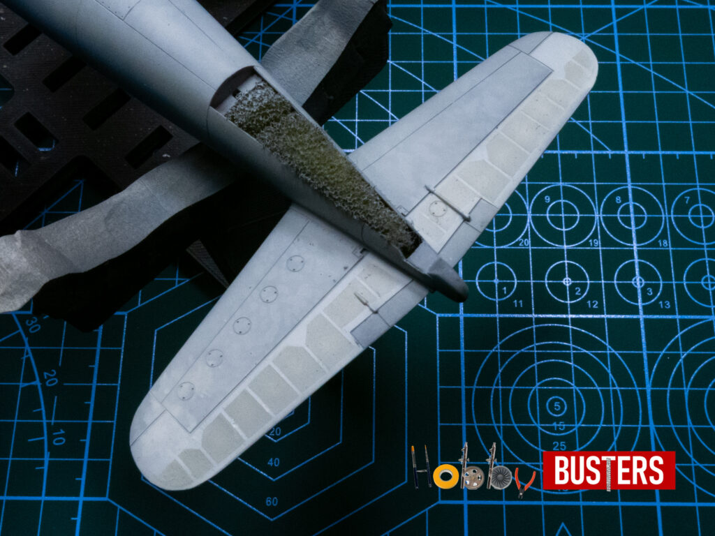 Efecto final tela en la superficie de control, los masking ya retirados