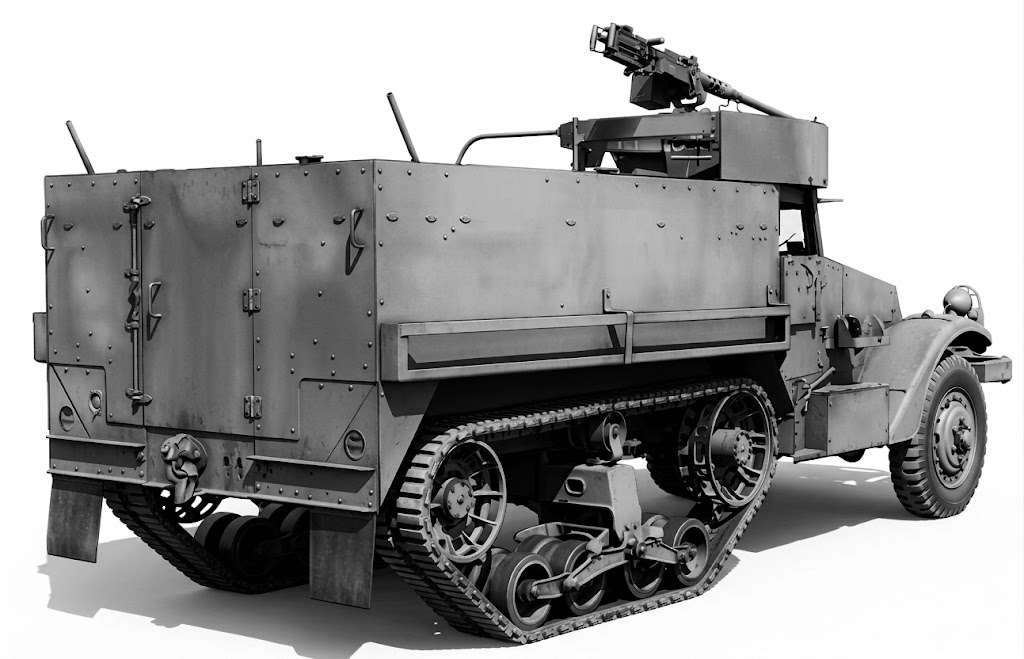 M3 A1 con posición de ametrallador de M2 .50 cal