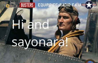Equipos de comunicaciones F4 U1 Piloto F4 U con su gorra y auriculares