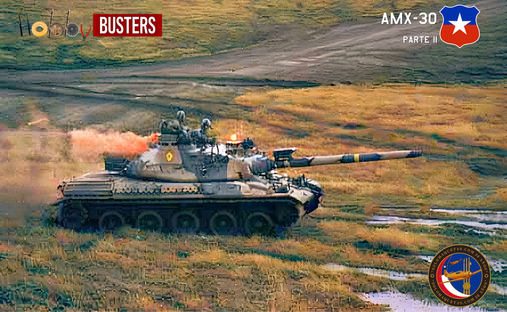 AMX-30 atravesando la tundra patagónica con su esquema modificado MERDC, tanque proveniente de la primera partida.