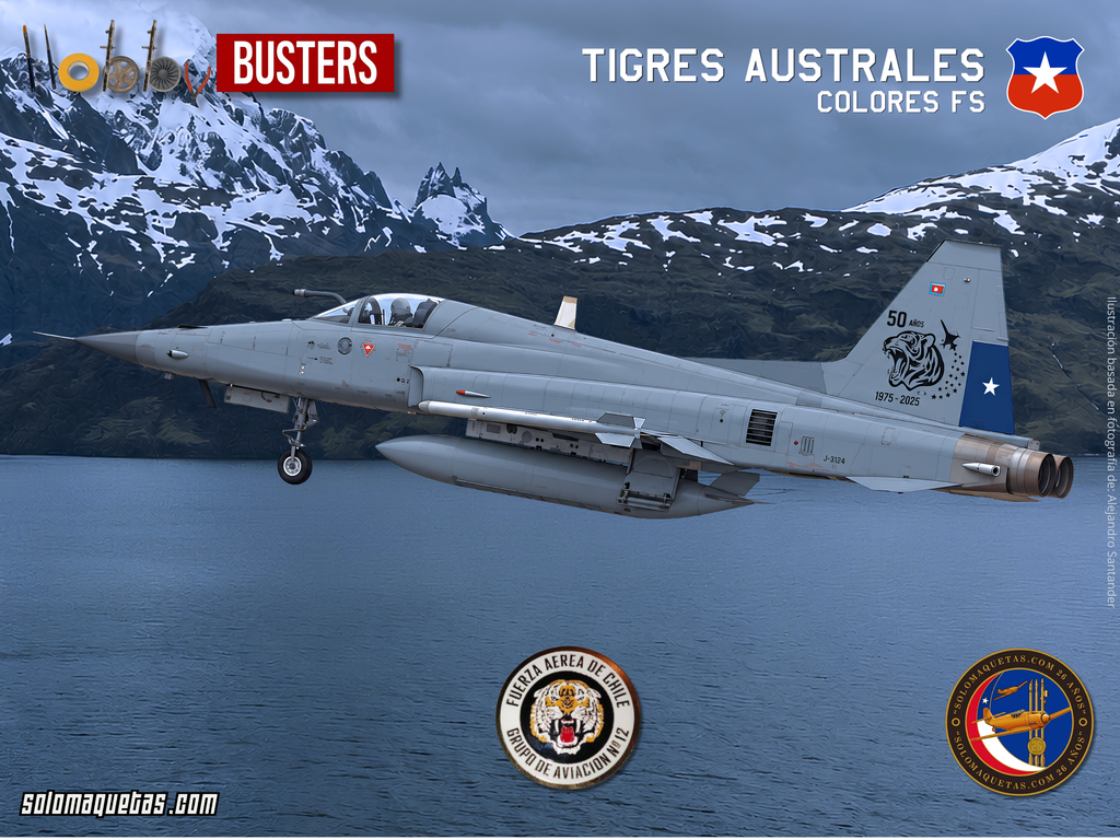 Composición con una ilustración de un F5 Tigre III