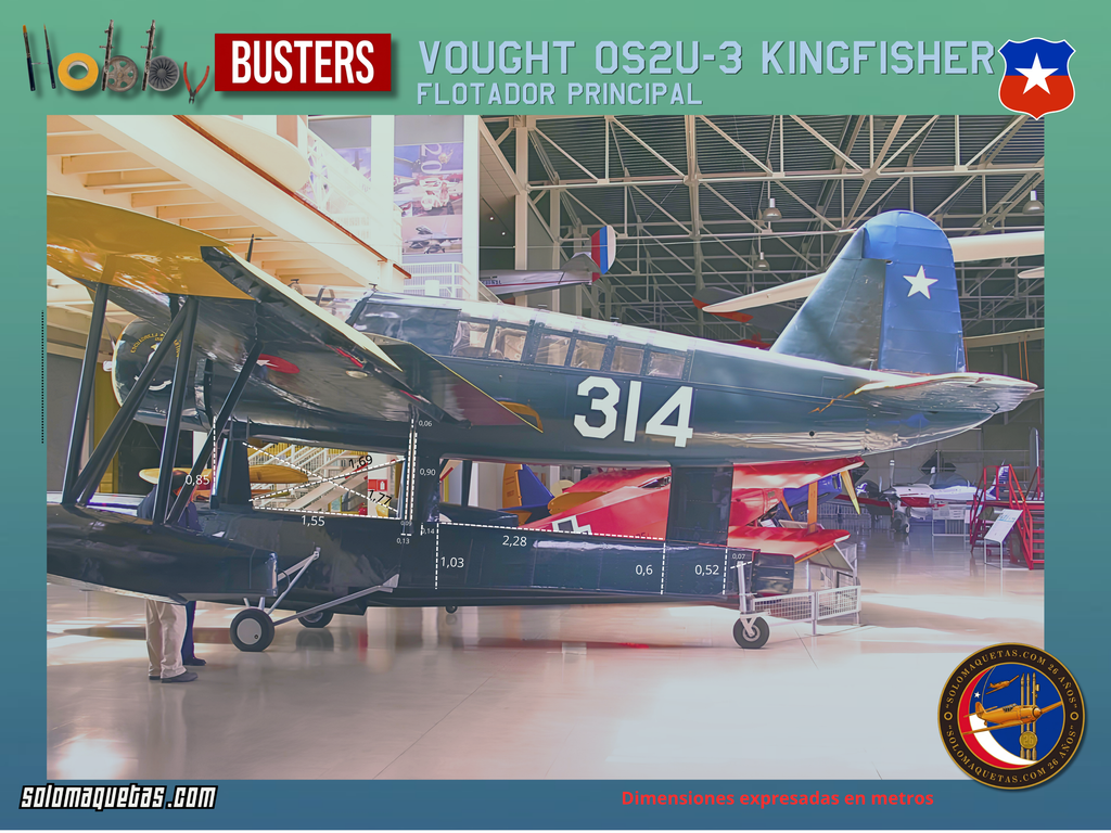 Vought OS2U-3 Kingfisher dimensiones flotador