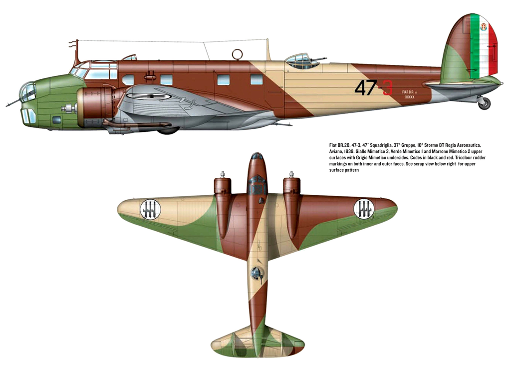 Fiat BR.20M Cicogna 18 Stormo BT 37 Gruppo 47 Sqadriglia 47 3 Italy 1939 0A
Fuente: Asisbiz.com