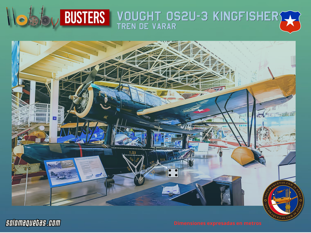 Vought OS2U-3 Kingfisher dimensiones tren de varar